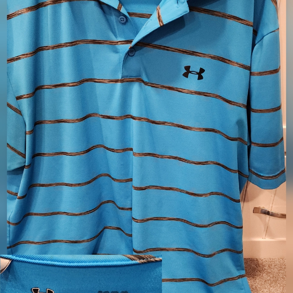 Under Armour Aqua Polo with Black Stripes